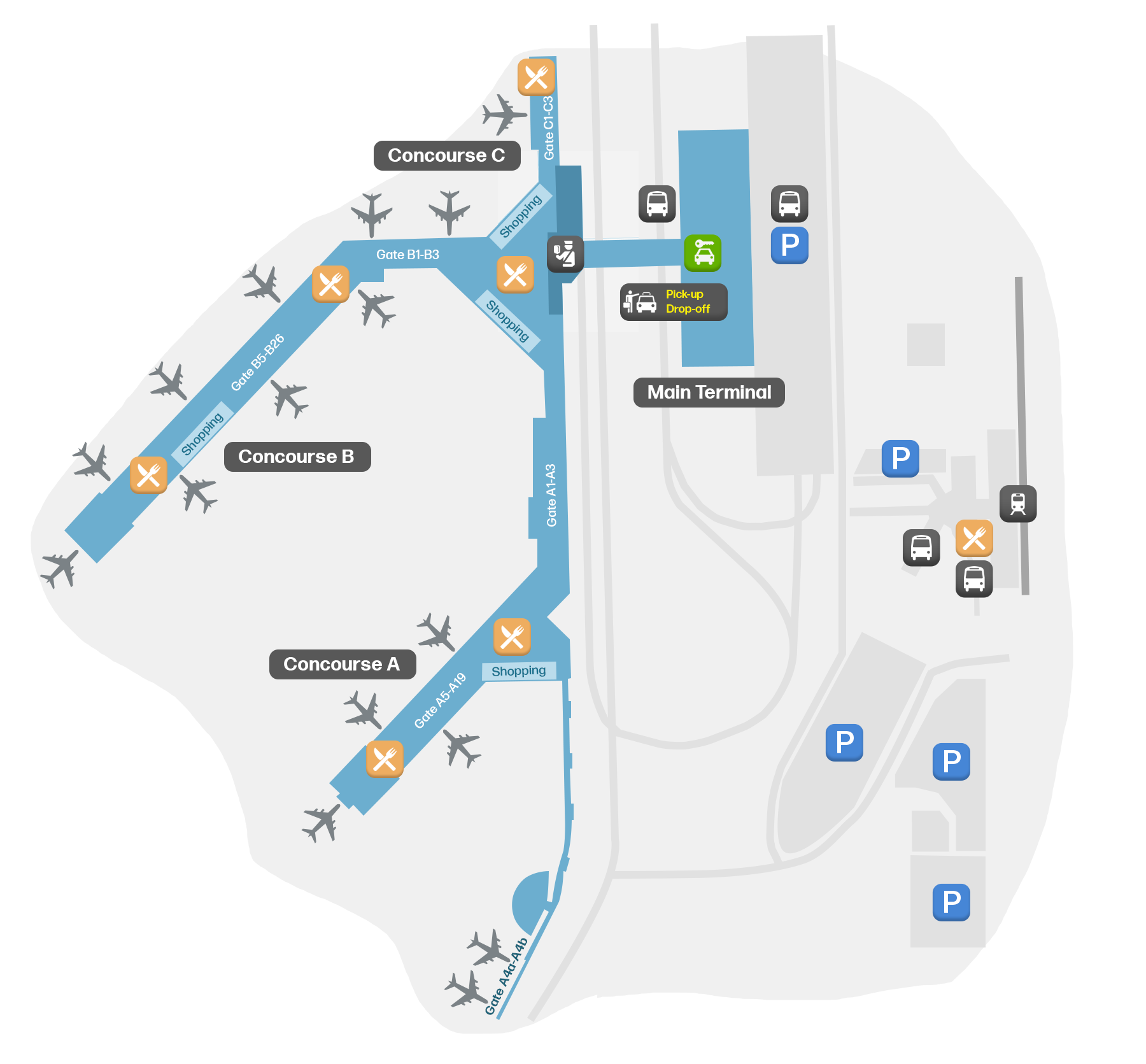 midway airport food map