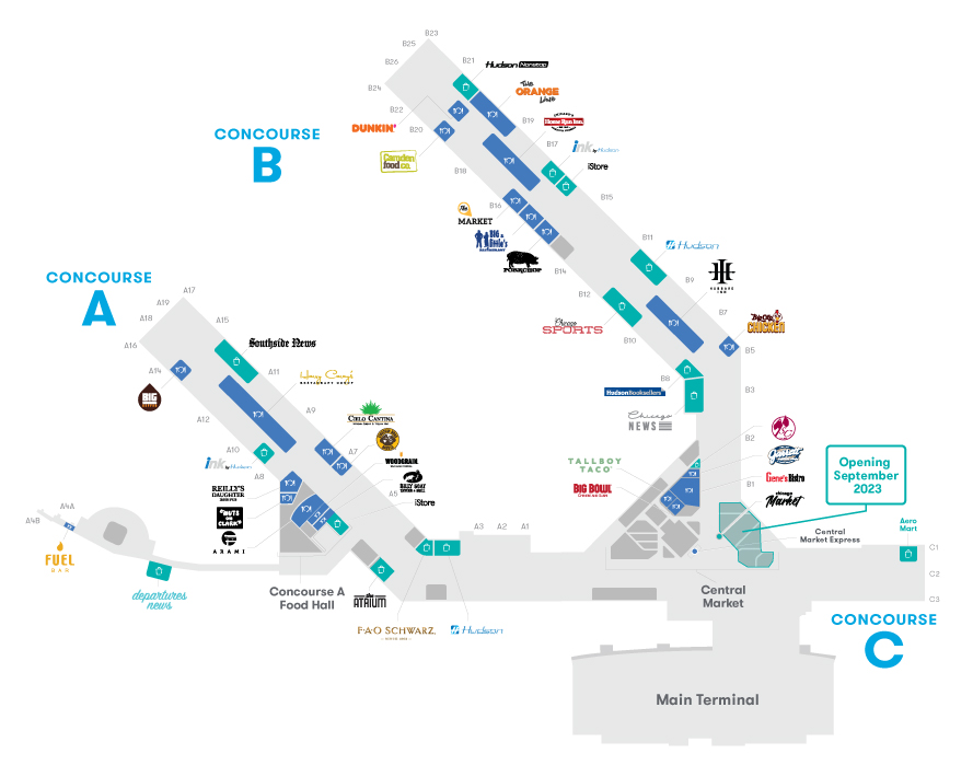 midway airport food map