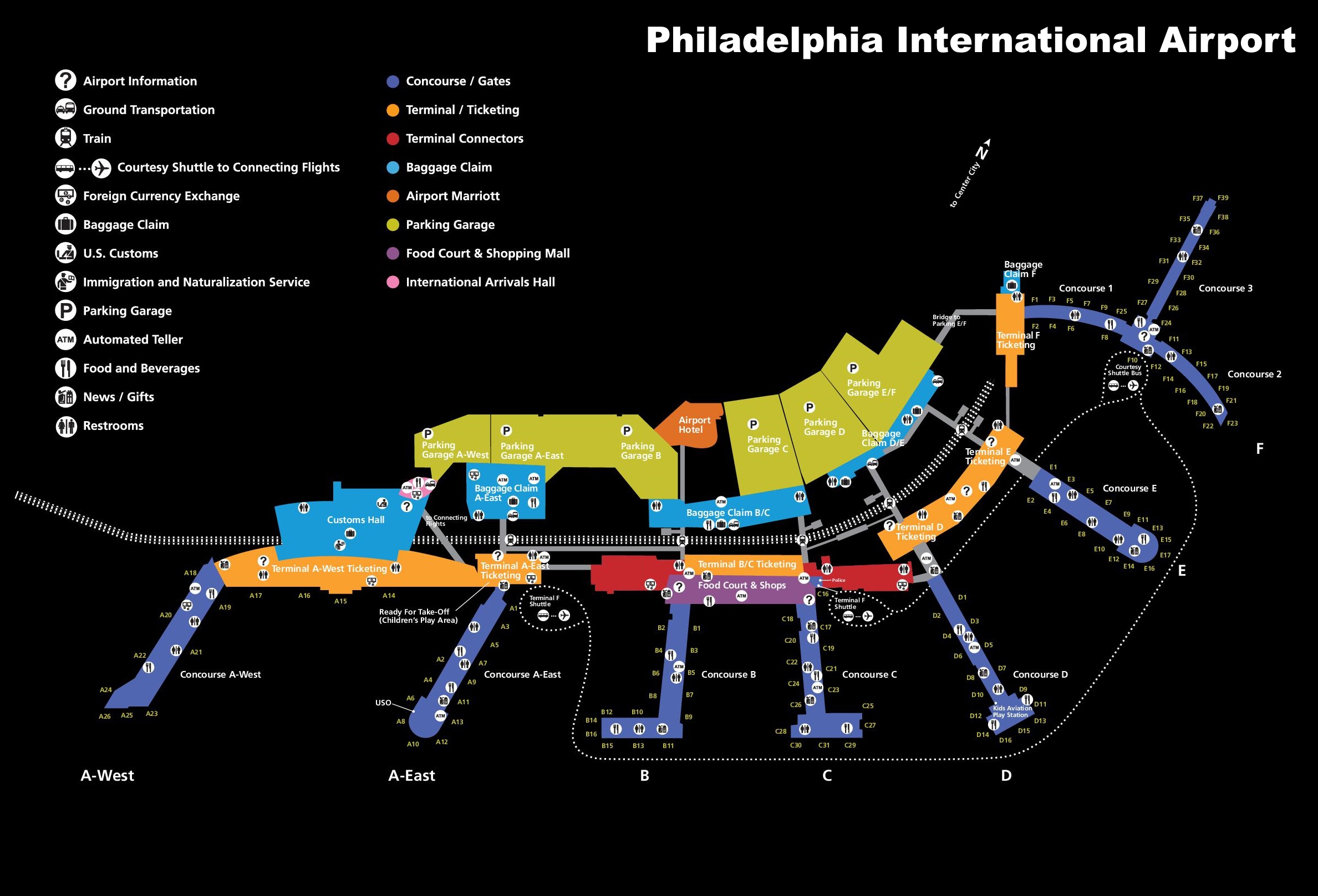 phl airport map food